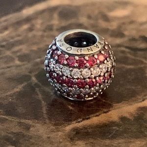 Authentic Pandora Red and Clear Nautical Pave Stripes Charm S925 ALE CZ RETIRED